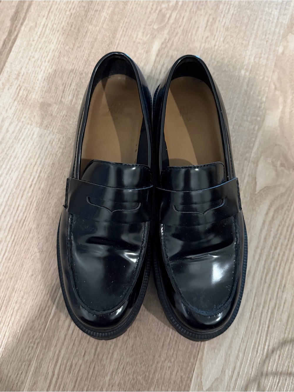 H&M Loafers Size 38 Black Platform Loafers